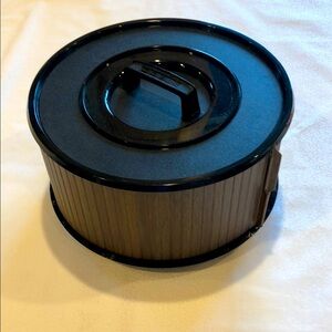 Cassette Tape Black and Brown Round Storage Container